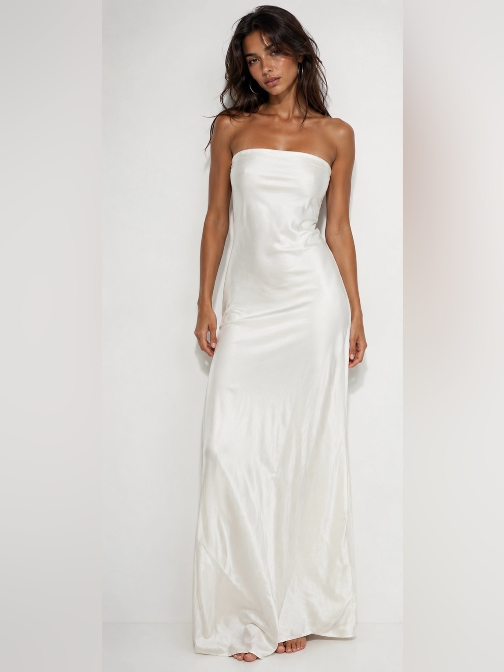 Commense Elegant White Strapless Maxi Dress Size Medium - Picture 5 of 5